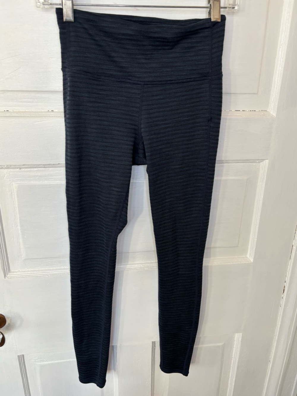 Athleta Navy Herringbone-Textured Leggings